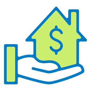 icon of a hand holding up a house